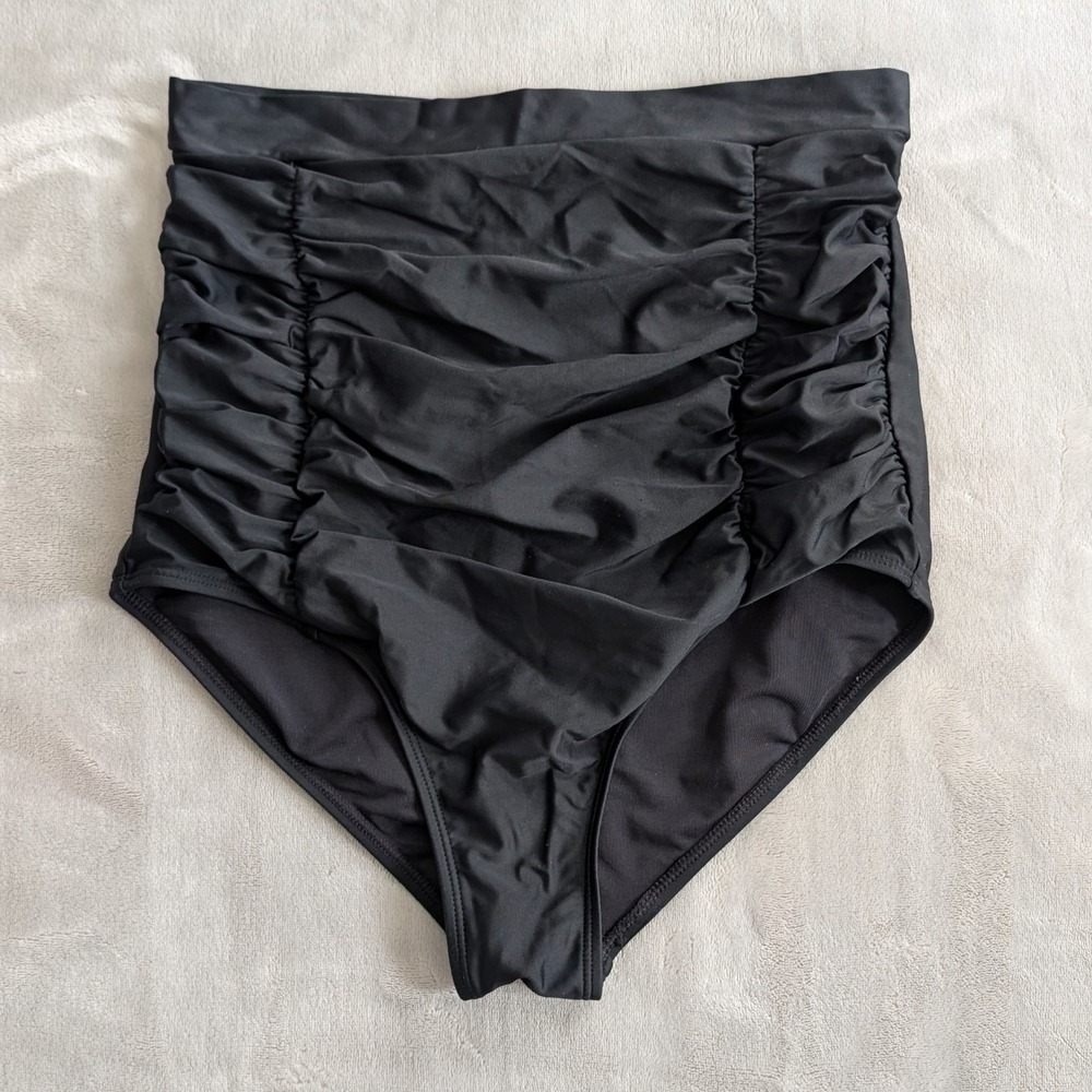 Empetua High Waisted Control Swim Suit Bottoms MEDIUM Ruching‎ Beach Swim Women